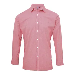 Polo à manches longues en gingham pour homme, pour la promotion de l'image de l'entreprise - Product Image 4