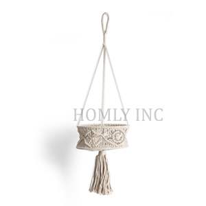 Handmade Hand Carved Natural Cotton Round Hanging <b>Plant</b> <b>Basket</b> 15kg Capacity Stylish Home Garden Decoration <b>Plant</b> Holder HOMLY - Product Image 1