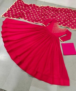 Anarkali georgette ชุดผ้าไหมธรรมดามีกระดุมเย็บปักงานปาร์ตี้ dupatta ขายส่งราคาเสื้อผ้าสิ่งทอ shalwar kameez - Product Image 3