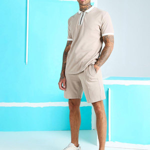 Polo d'été pour hommes-Ensembles courts imprimés personnalisés T Shirt Shorts Tracksuits Breathable Casual Style Solid Pattern Plus Size Men's Sets - Product Image 1