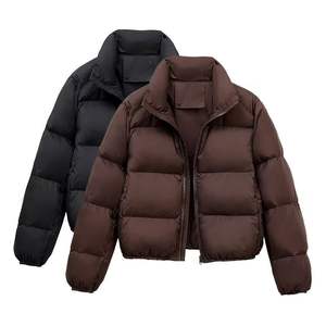 Best Quality Solid Color Long Sleeve Breathable Outdoor <b>Hooded</b> Bubble <b>Coat</b> Oversized Regular <b>Winter</b> Autumn Female Puffer - Product Image 5