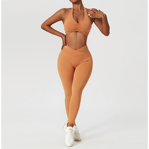 Ensembles de fitness sexy pour femmes Yoga & Gym Vêtements de sport de couleur unie avec soutien-gorge et leggings de sport antichoc Options de taille plus - Product Image 6