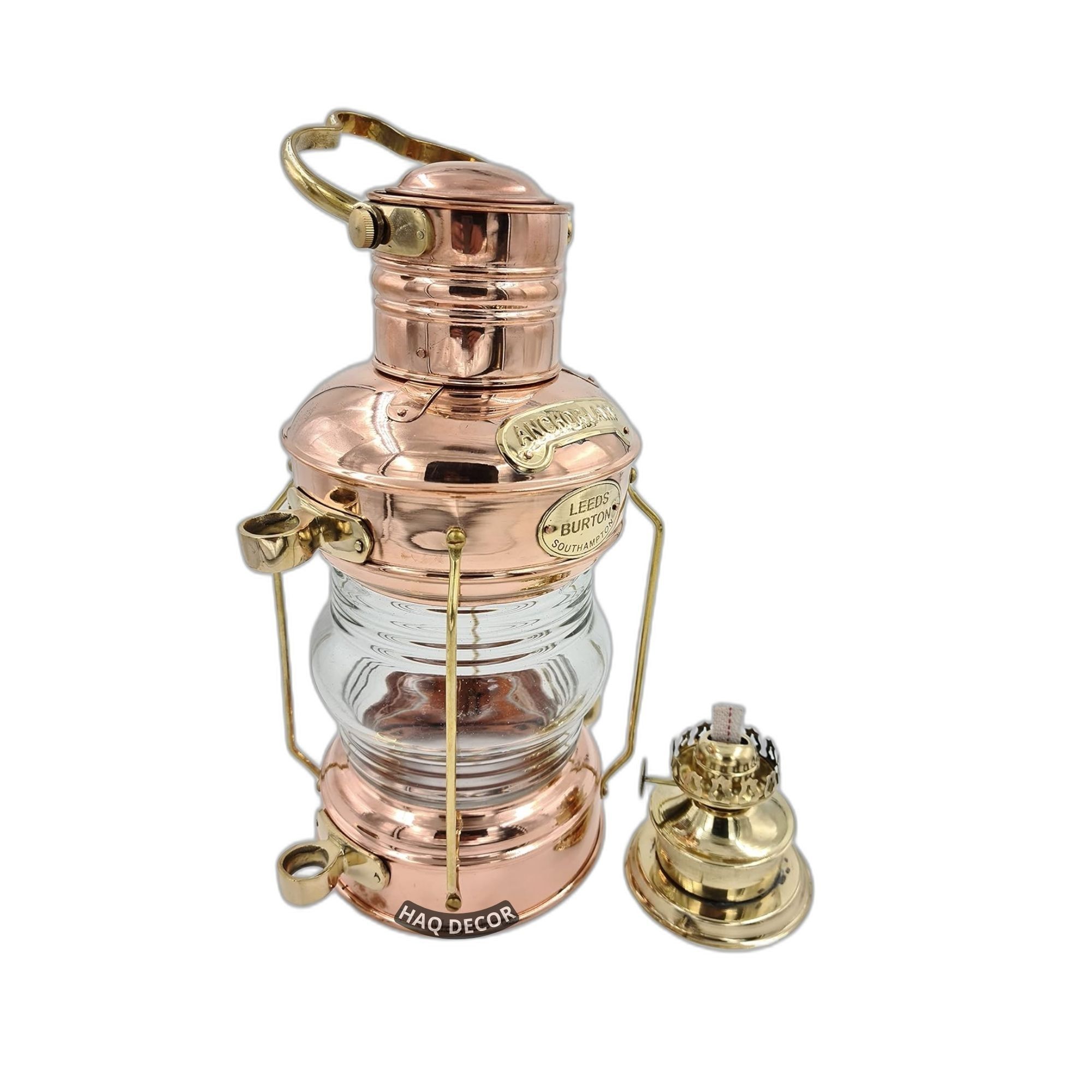 Brass & Heavy Copper Anchor Oil Lantern Leeds Burton Nautical
