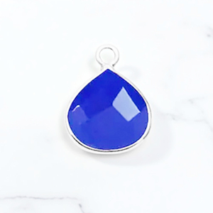 925สเตอร์ลิงเงินสีฟ้า Chalcedony หัวใจเสน่ห์ DIY อุปกรณ์ทำเครื่องประดับต่างหูจี้ผลการวิจัยขายส่ง - Product Image 1