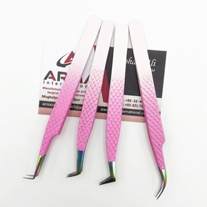 Pince à épiler à isolation en acier inoxydable avec pointe arc-en-ciel, meilleure qualité, rose, ombré - Product Image 4