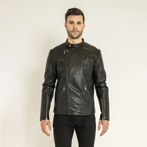 Veste en cuir de vachette authentique élégante pour hommes veste en cuir souple confortable avec conception personnalisée et broderie vente en gros - Product Image 5