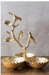 Cuenco de condimento esmaltado de 3 secciones con esmalte turquesa de aluminio, cuenco de moda para condimentos chapado en oro, cuenco hecho a mano para servir frutas de nuevo aspecto - Product Image 6