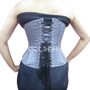 Corset de formation de la taille en coton gris personnalisé avec maille respirante |   Corset de maintien pour la taille - Product Image 6