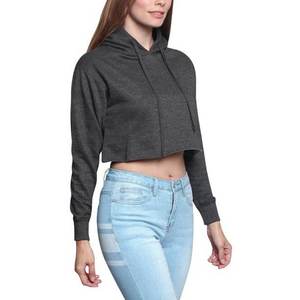 Sudadera con capucha recortada para mujer de alta calidad, ajuste cómodo y elegante, perfecto para ropa informal y entrenamientos - Product Image 3