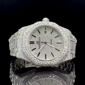 Alta calidad VVS Moissanite Diamond Iced Out Movimiento automático Mecánico Hecho a mano Relojes de acero inoxidable de lujo para hombres - Product Image 1