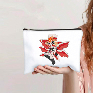 Portable Canvas <b>Cosmetic</b> <b>Bag</b> with Cartoon Print Zipper Closure <b>Large</b> Capacity Handheld for Toiletry Pouch - Product Image 4