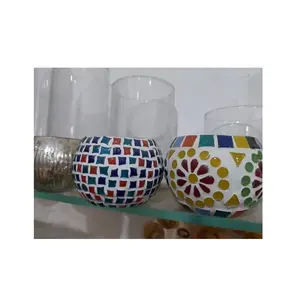 Classic Theme Mosaic Glass T-light Holder Hot Selling Candle Holders Luxury Design Cheap Candle Votive Sample Available