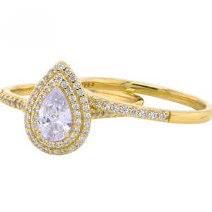 Bague personnalisée en argent sterling 925 en or jaune 14 carats avec diamant taille poire Bague de fête glacée hip hop de luxe pour hommes pour mariages - Product Image 6