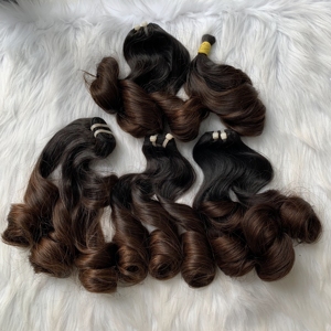 SDD BOUNCY RIZOS OMBRE COLOR MARRÓN TONOS MATERIA PRIMA NATURAL MEJOR VENTA EXTENSIONES DE CABELLO HUMANO VIETNAMITA PARA HACER PELUCAS - Product Image 6