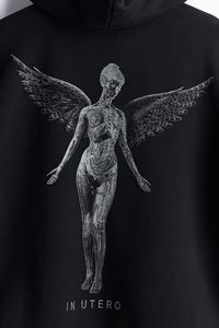 Sudadera con capucha estampada de corte holgado para hombre de calidad superior, sudaderas negras de manga larga con bolsillo lateral de canguro, chaqueta de lana de invierno de algodón - Product Image 4