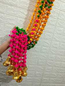 ลูกปัดปอมปอมทำด้วยมือหลากสีสายร้อยต้นคริสต์มาสอินเดียระฆังสตริงงานแต่งงานฉากหลังตกแต่งสไตล์ศิลปะสำหรับปาร์ตี้ - Product Image 5