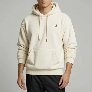 Mens <b>Sherpa</b>-Lined Fleece <b>Hoodie</b> Pullover Regular Fit 100% Cotton Anti-Pilling Winter Sweatshirt Customizable for Streetwear - Product Image 2