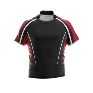 Jersey de Rugby de media manga transpirable que absorbe la humedad, tela sublimada de algodón personalizada, camisetas de Rugby de secado rápido con ajuste Retro - Product Image 6