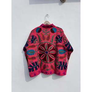 Handmade Hand-Stitched Ladies Blazer Embroidered Suzani <b>Jacket</b> <b>Kantha</b> Quilt Floral Fabric Reversible Cotton Filling Customizable - Product Image 5