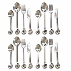 Juego de cubiertos de metal y plata de lujo moderno con mango en espiral torcido para el hogar y hoteles, juegos de cubiertos de mesa - Product Image 3