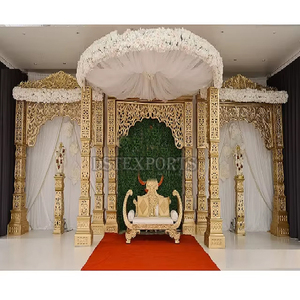 Mariage indien Mandap avec cadre de toile de fond ovale prix de gros taille personnalisée décoration de mariage configuration chaises Mandapam traditionnelles - Product Image 5