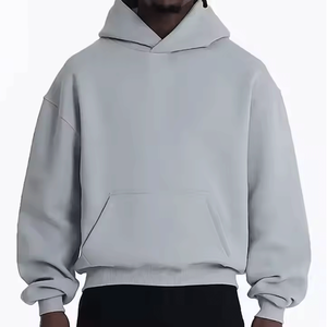 Haute qualité 400 grammes couleur unie Baggy Streetwear sweat à capuche court pour hommes 100% coton Logo personnalisé sweat à capuche de sports d'hiver - Product Image 1