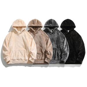 Streetwear urbain hommes à capuche haute qualité pull surdimensionné épais coton hiver sweat doux polaire chaud vêtements de sport - Product Image 5