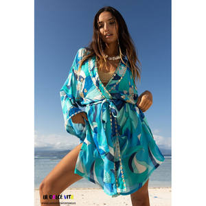 Nuevo Kimono Elegante con Estampado Floral, Bata de Satén, Túnica de Playa de Poliéster Suave Estilo Indio, Vestido de Noche, Vestido de Dama de Honor, Transpirable y de Secado Rápido - Product Image 2