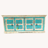 Buffet en bois massif rétro de pays américain, maison, séjour, porche, armoire décorative multicolore, maison rétro sculptée, cloison, buffet