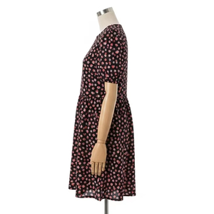 Casual antiarrugas manga corta Puff estampado vestido algodón poliéster mezcla suave transpirable verano desgaste para mujer moda - Product Image 4