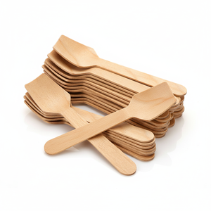 Cuillères en bois de 95 mm pour desserts et yaourts glacés, mini-cuillères en bois de bouleau de qualité alimentaire pour la restauration et les fêtes - Product Image 1