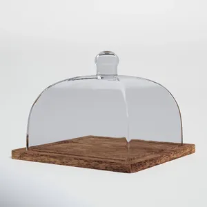 Elegante e durevole quadrato torta cupola con Base in legno in metallo e vetro copertura del Display per matrimoni feste decorazioni per la casa