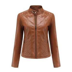 2025 nouvelles femmes automne Faux cuir Corset veste col rabattu manches longues taille haute fermetures à glissière court manteau en cuir PU - Product Image 5