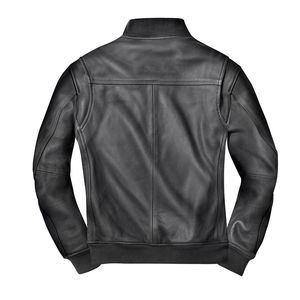 แจ็คเก็ตหนังผู้ชายขายส่งจากโรงงานโดยตรง ผลิตตามสั่ง ผ้าแคนวาส หนังแท้ แขนยาว เย็บทนทาน ปักลายตามสั่ง - Product Image 4