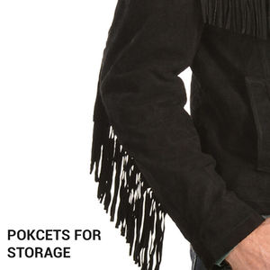 Chaqueta de cuero de lujo con flecos Western Cowboy Chic - Product Image 5