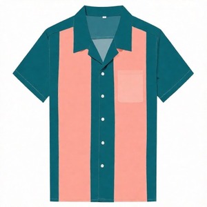 Camisa de Bolos Vintage para Hombre, de Dos Tonos, con Paneles Verticales en Contraste, Cuello Abierto y Tejido Transpirable de Alto Rendimiento - Product Image 6