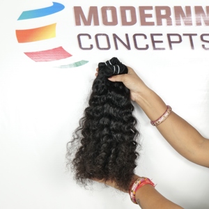 Venta al por mayor 100% Real Virgin Remy Sin Procesar Raw Natural Kinky Curly Color Negro Extensiones de Cabello Humano Indio Estilo de Onda Natural - Product Image 2