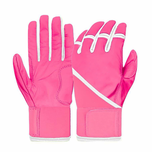 Gants de frappe de baseball à manchette longue en cuir de vachette de couleur rose et blanche personnalisés de qualité supérieure pour joueurs professionnels - Product Image 1