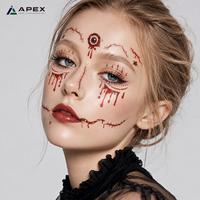 Autocollant de tatouage temporaire intégral pour Halloween, 158x158mm, effet cicatrice, plaie, points de suture, maquillage, zombie, cosplay, carte de présentation pour la vente au détail