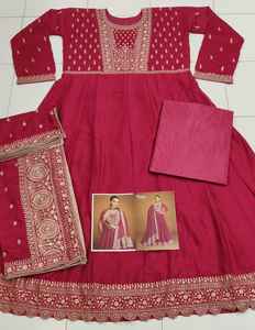 Premium Heavy Silk Santoon <b>Women's</b> Salwar Kameez with Embroidery Formal Party Wear Loose Fit for All Seasons - Product Image 4