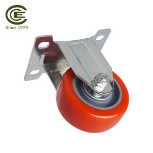 Rueda rígida de carro de 3 pulgadas con rueda roja de PU y rodamientos - Product Image 2