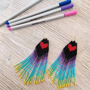 Pendientes colgantes de araña de cuentas de arroz coloridos hechos a mano con borla, joyería de moda para mujeres y niñas para bodas - Product Image 1