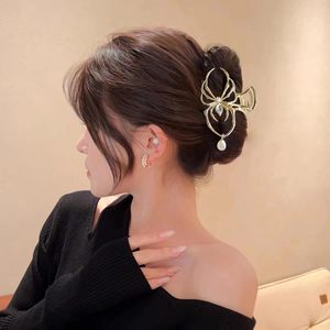 Gold Spider <b>Hair</b> Claw <b>Clip</b> With Pearl Vintage Metal Alloy Nonslip For Women <b>Halloween</b> Accessory - Product Image 3
