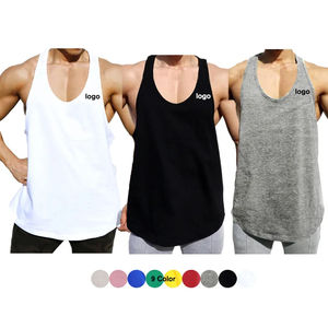 Logo personnalisé sans manches pour hommes débardeur respirant coton entraînement gilet solide été Gym Fitness gilet XL décontracté impression - Product Image 1