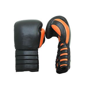 Custom Made 10oz Blue <b>Lace</b>-Up Boxing Gloves High Quality Adults Size Printed Pattern Synthetic Leather with Hand Grips - Product Image 4