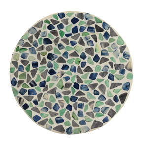 Mesa auxiliar de resina blanca y negra de alta calidad hecha a mano, patrón de rayas octagonales, muebles de sala de estar, decoración del hogar - Product Image 3