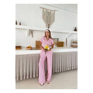 Camicia corta Oversize Casual da donna estiva con tuta e tutina a gamba larga - Product Image 2