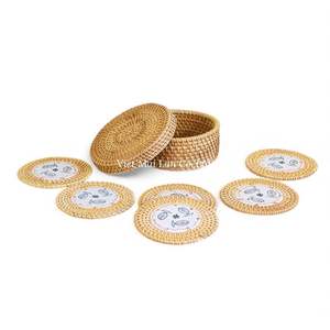 ชุดจานรองแก้วหวายธรรมชาติทำมือ พร้อมถาดเข้าชุด สำหรับแก้วกาแฟ ชา และตกแต่งโต๊ะบ้าน - Product Image 4