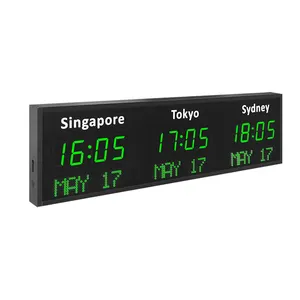CHEETIE CP035 LED différents noms de ville 3 fuseaux horaires mur numérique monde heure Zone horloge avec Date par Zone