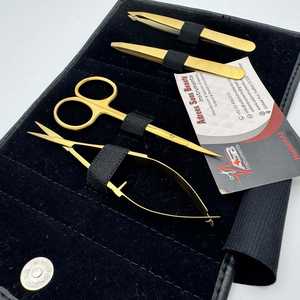 Pince à sourcils or mat pince à épiler personnalisée durable en acier inoxydable pince à sourcils inclinée avec ciseaux de beauté à ressort - Product Image 5